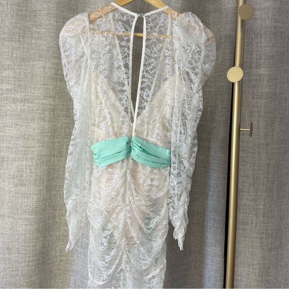 NWT For Love and Lemons Rodin Iridescent Maxi Dress, Blanc - Picture 8 of 8